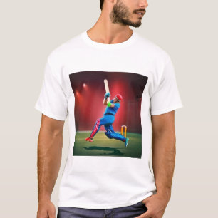 T-shirt Joueur de cricket Couleur de l'eau Design élégant 