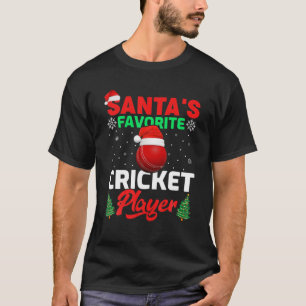 T-shirt Joueur de cricket favori Père Noël amusant Noël
