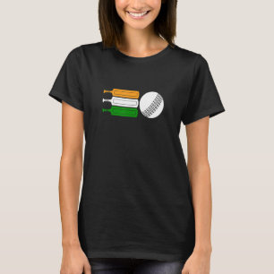 T-shirt Joueur de cricket indien balle drapeau indien équi