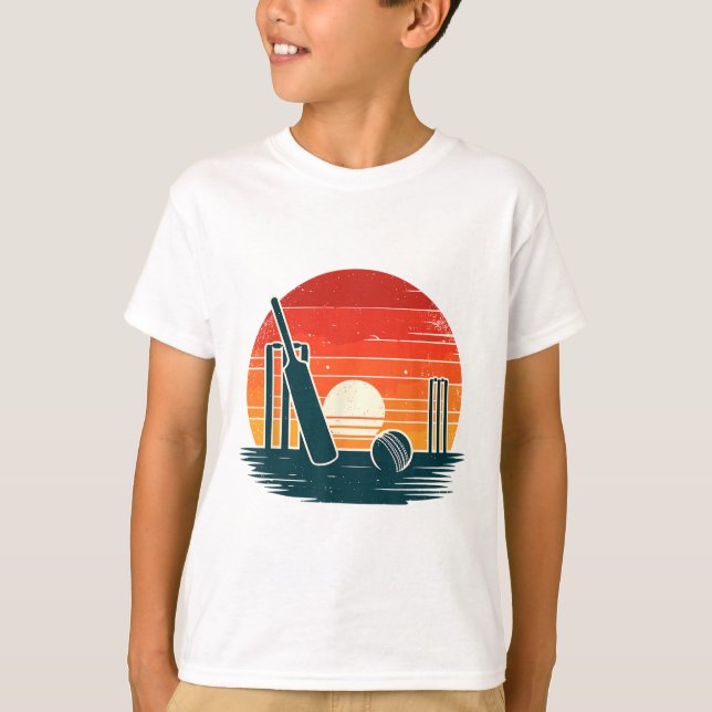 T-shirt Joueur de cricket rétro T Bowler Tsman  (Devant)