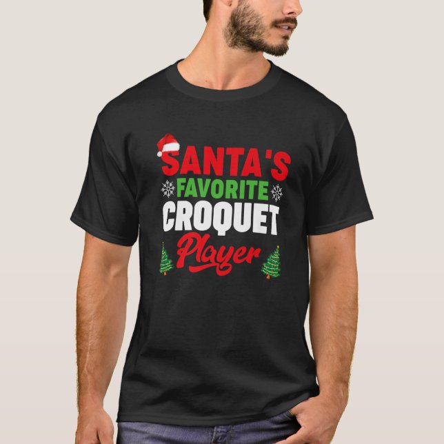 T-shirt Joueur de croquet préféré de Père Noël amusant Noë (Devant)