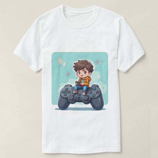 T-shirt Joueur de dessin animé assis sur le contrôle PlayS (Design devant)