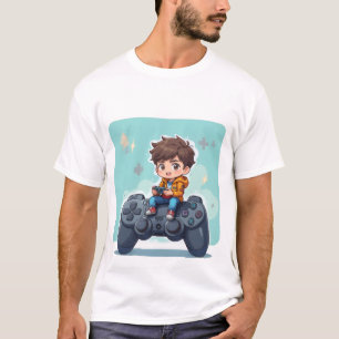 T-shirt Joueur de dessin animé assis sur le contrôle PlayS