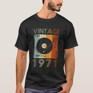 T-shirt Joueur de disques rétro vintage 1971 Anniversaire 