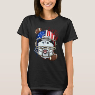 T-shirt Joueur de football américain visage de chien husky