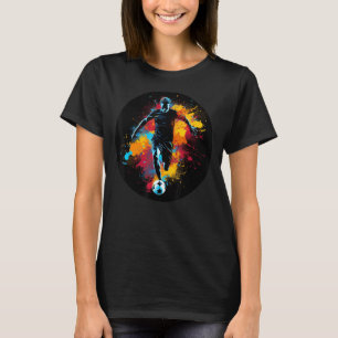 T-shirt Joueur de football coloré cool pour les fans de sp