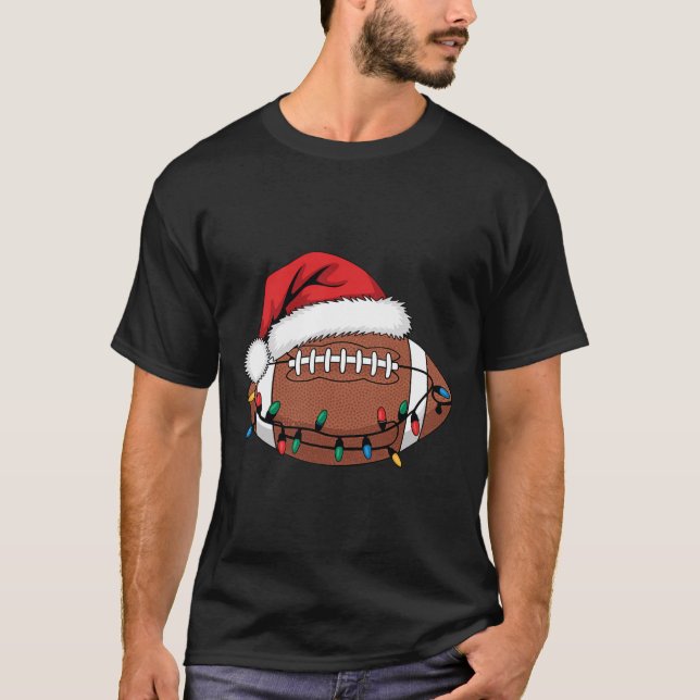 T-shirt Joueur de football de Noël Lumières Père Noël Spor (Devant)
