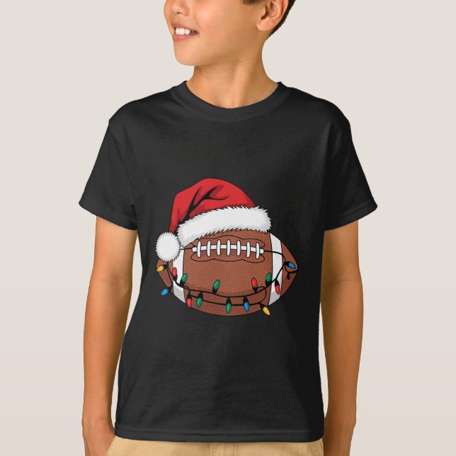 T-shirt Joueur de football de Noël Lumières Père Noël Spor (Devant)