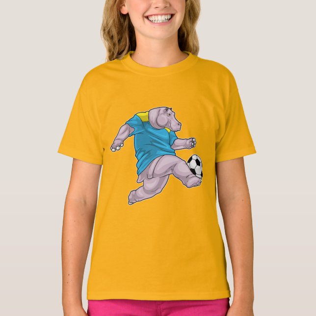 T-shirt Joueur de football hippo Soccer (Devant)