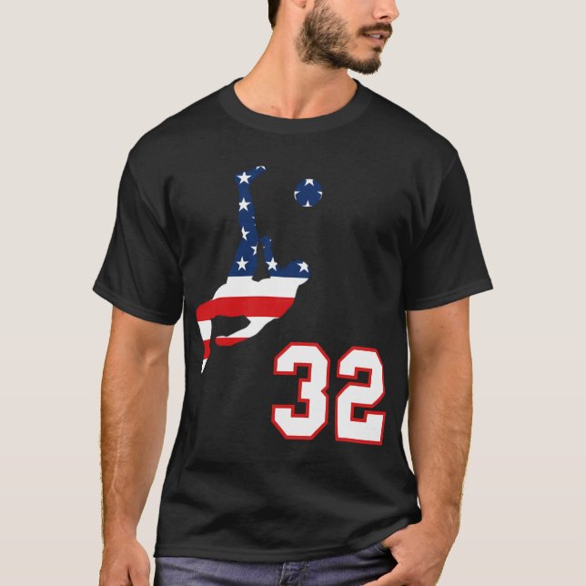 T-shirt Joueur De Football Numéro 32 Avec Drapeau Américai (Devant)