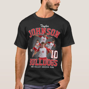 T-shirt Joueur de Football Photo Personnalisée Bootleg Rét