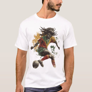 T-shirt Joueur de football rasta