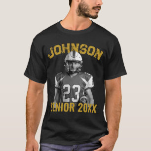 T-shirt Joueur de football senior Photo personnalisée Vint
