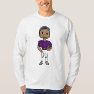 T-shirt joueur de football vintage rétro violet noir simpl