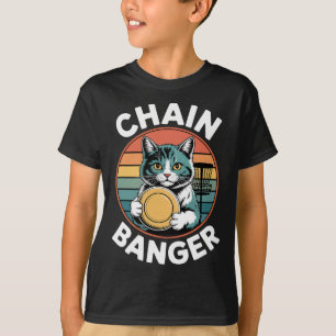 T-shirt Joueur de Golf Frisbee Chat Tenant des Disques de