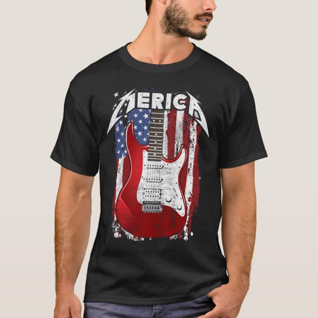 T-shirt Joueur de guitare américain Merica USA Guitariste  (Devant)