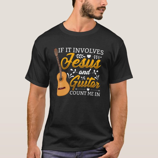 T-shirt Joueur de guitare de Jésus Acoustique Christ Music (Devant)