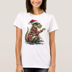 T-shirt Joueur de guitare Dinosaure Noël