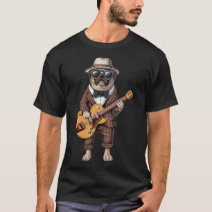 T-shirt Joueur de guitare jazz Pug