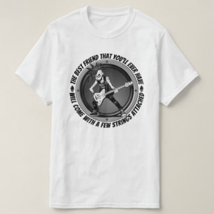 T-shirt Joueur de guitare punk rock Art Cool avec des cord