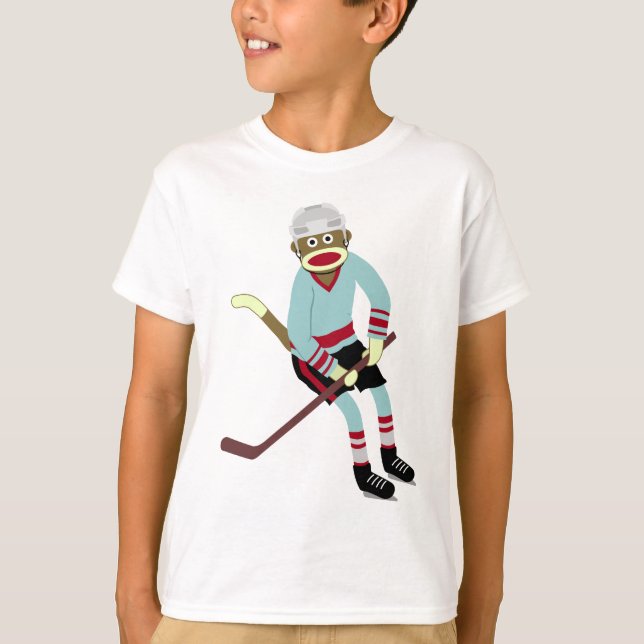 T-shirt Joueur de hockey de singe de chaussette (Devant)