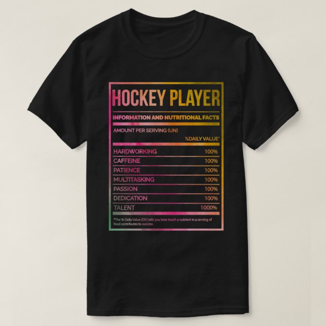 T-shirt Joueur de hockey Funny Hockey Étiquette de nutriti (Design devant)