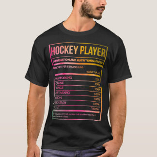T-shirt Joueur de hockey Funny Hockey Étiquette de nutriti
