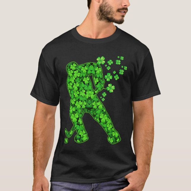 T-shirt Joueur de hockey irlandais Shamrock St Patrick's D (Devant)