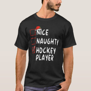 T-shirt Joueur de hockey Naughty Noël Santa Hat Boy