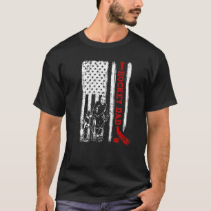 T-shirt Joueur de hockey papa Retro Vintage US Drapeau