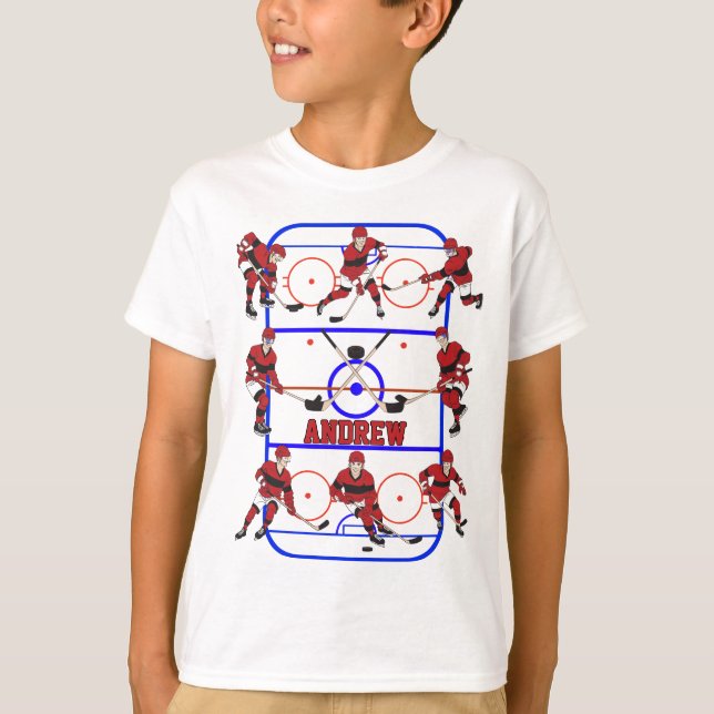 T-shirt Joueur de hockey personnalisé pour enfants (Devant)
