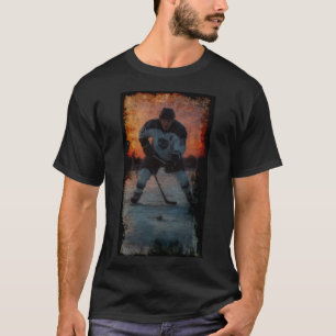 T-shirt Joueur de hockey sur glace au coucher du soleil
