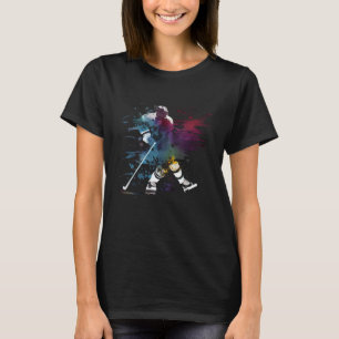 T-shirt Joueur de hockey sur glace coloré bâton de hockey 