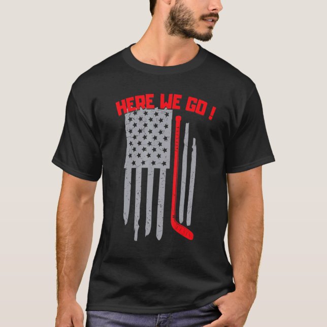 T-shirt Joueur de hockey sur glace, Drapeau américain de h (Devant)