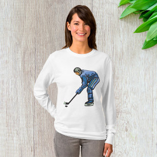 T-shirt Joueur de hockey sur glace en uniforme bleu