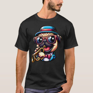 T-shirt Joueur de Jazz Cool Pug Trompette