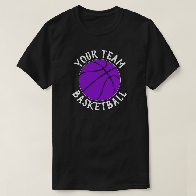 T-shirt Joueur de l'équipe de basket-ball violet Nom et nu (Design devant)