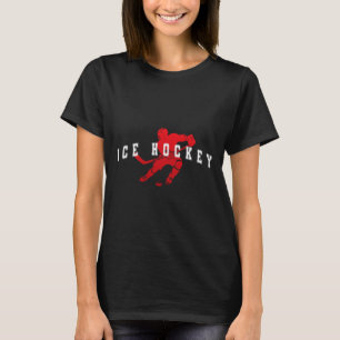 T-shirt Joueur de l'équipe rouge de hockey sur glace Texte