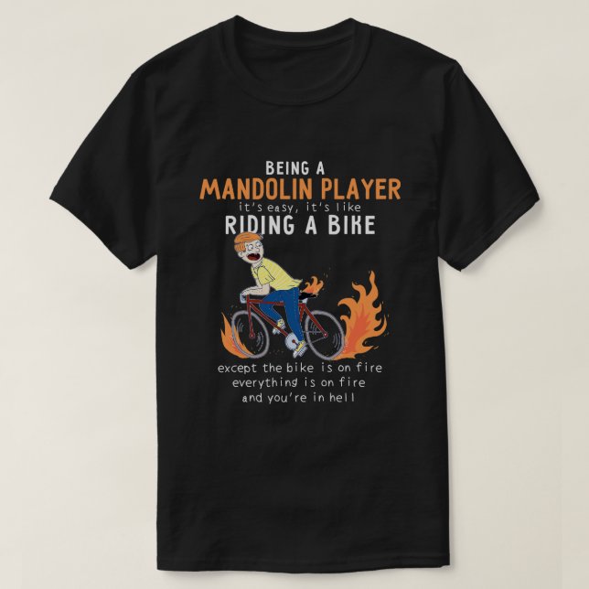 T-shirt joueur de mandoline Comme équitation vélo cycliste (Design devant)
