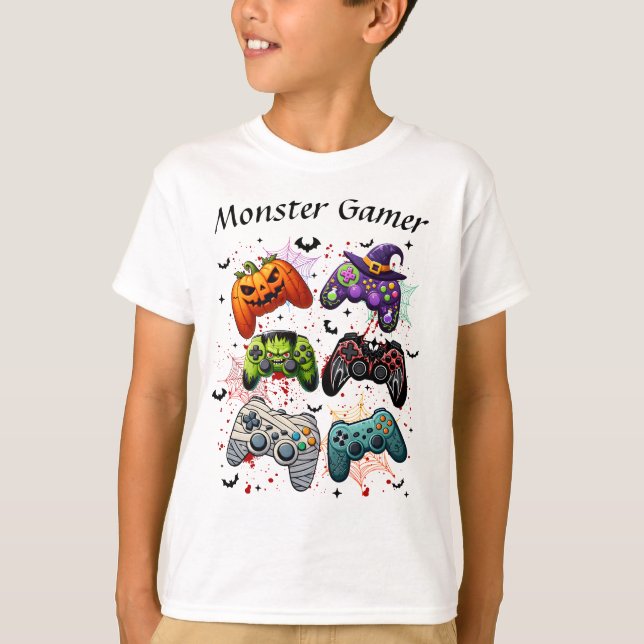 T-shirt Joueur de Monstre d'Halloween  (Devant)