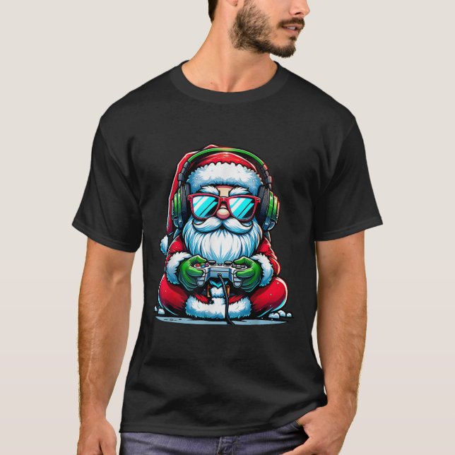 T-shirt Joueur de Noël Jeu Vidéo Garçons Père Noël Noël (Devant)