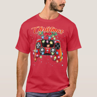 T-shirt Joueur de Noël, vidéo Jeu Cosole lumières de Noël
