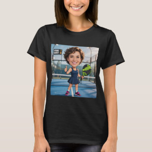 T-shirt Joueur de Padel Tête Personnalisée Drôle en Noir