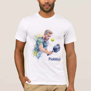 T-shirt Joueur de Pickleball avec Balle - Style Aquarelle