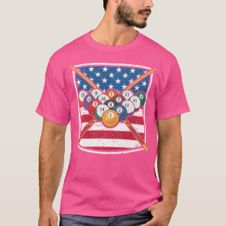 T-shirt Joueur de piscine Usa Billiards Drapeau patriotiqu