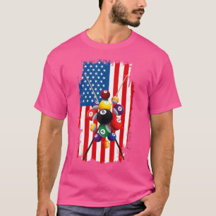 T-shirt Joueur de piscine Vêtements drapeau américain Bill