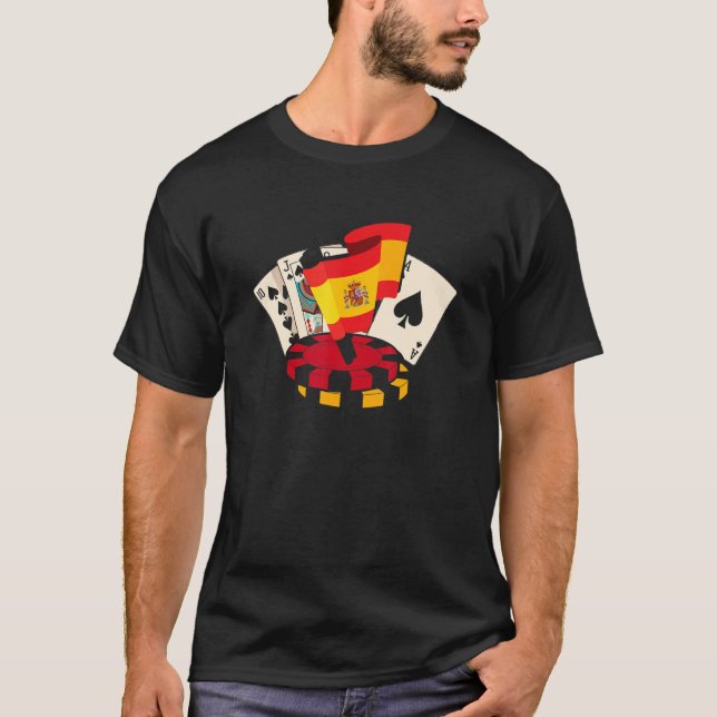 T-shirt Joueur de Poker Espagne Drapeau Jeu Casino Joueur (Devant)