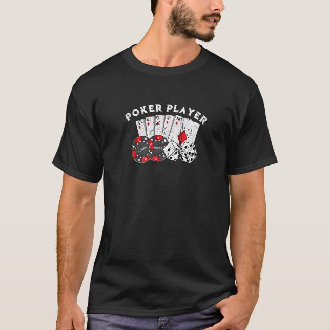 T-shirt Joueur de poker Jeux cartes de casino pari Texas H (Devant)