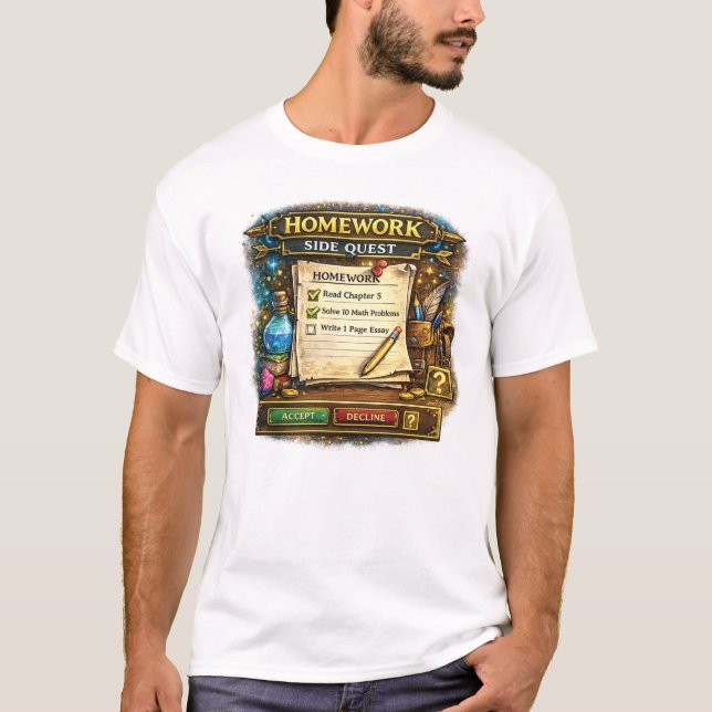 T-shirt Joueur de Quête Secondaire Devoirs (Devant)