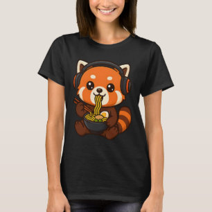T-shirt Joueur de Red Panda Gaming mangeant du Ramen